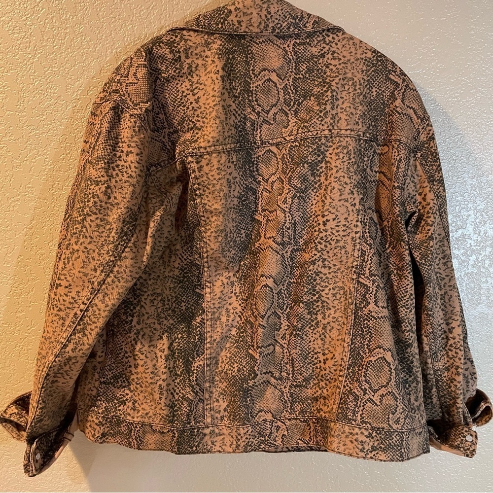 Free People Black and Tan Snakeskin Patterned Denim Jacket - Picture 6 of 6